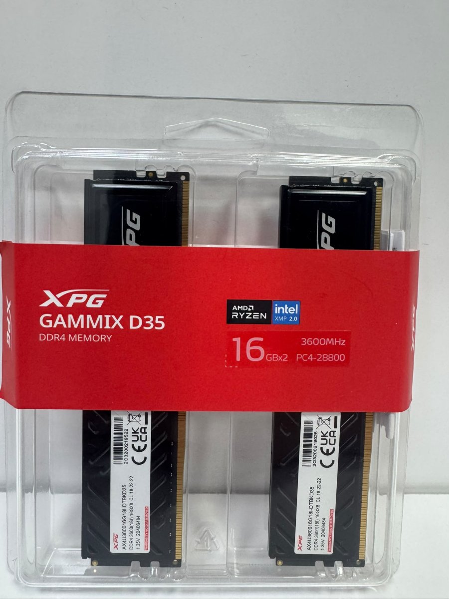 XPG Gammix D35 Siyah 32GB (2x16GB) 3600MHz DDR4 CL18 Dual Kit Ram (AX4U360016G18I-DTBKD35) - Görsel 1
