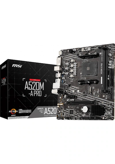 MSI A520M-A PRO AMD A520 SOCKET AM4 DDR4 4600MHZ(OC) M.2 MATX ANAKART